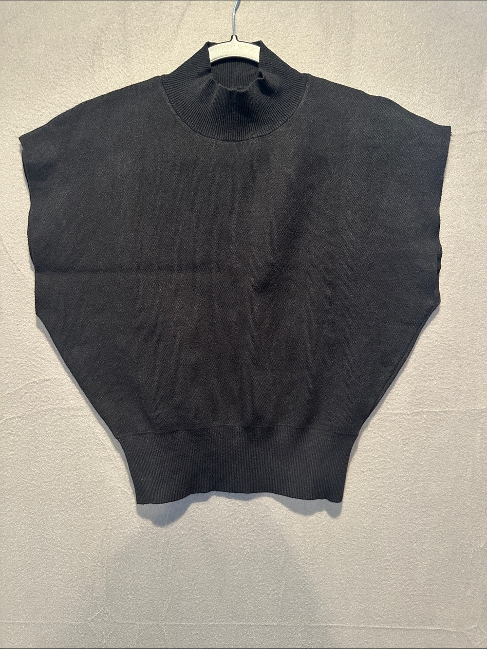 Commense Black Sleeveless Mock Turtleneck Poncho Sweater
